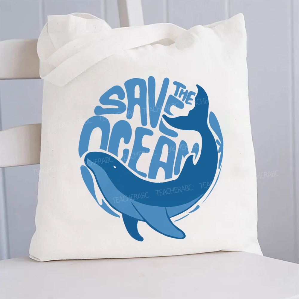 Save The Ocean Earth Day Canvas Tote Bag