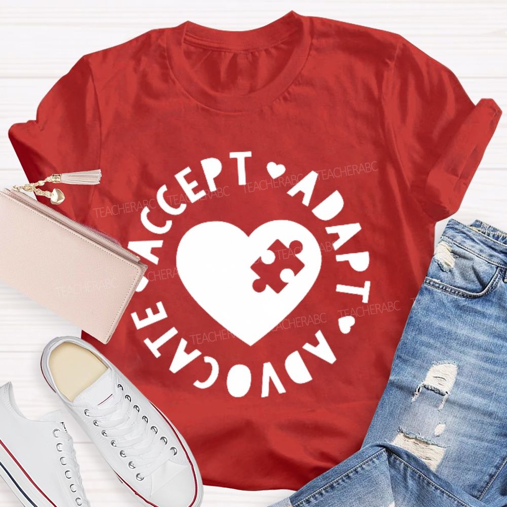 Accept Adapt Advocate Graphic Teacher T-shirt