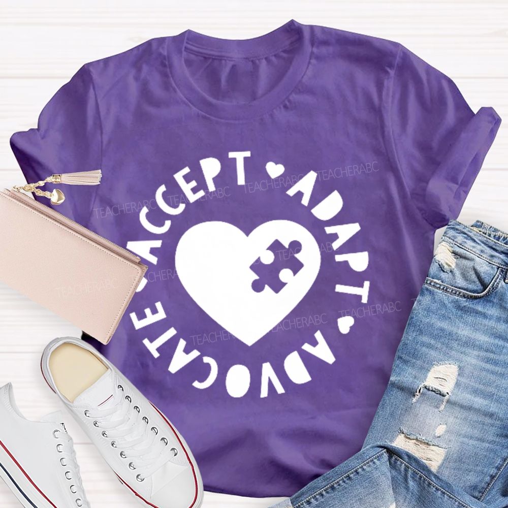 Accept Adapt Advocate Graphic Teacher T-shirt