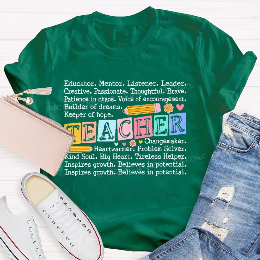 Educator Mentor Teacher Letters Teacher T-shirt