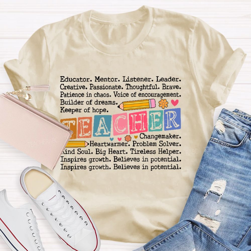 Educator Mentor Teacher Letters Teacher T-shirt