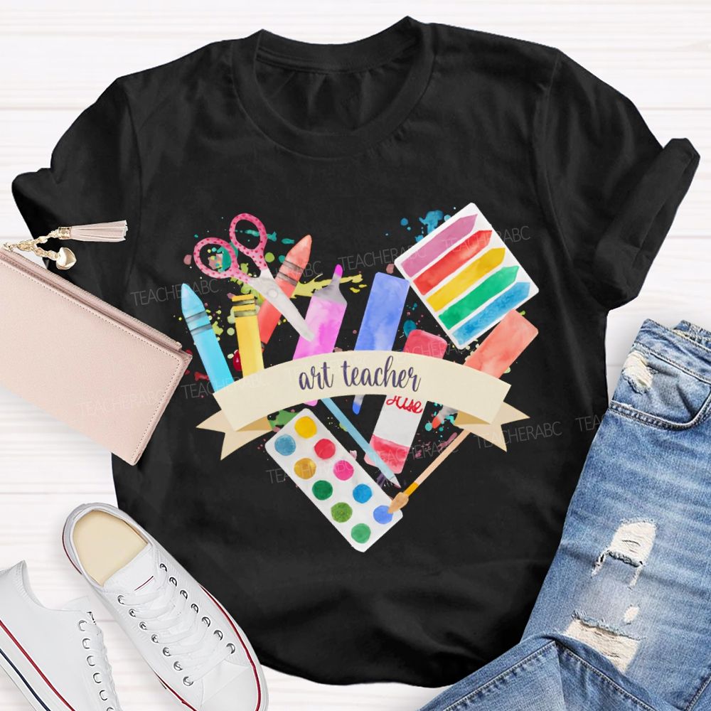 Art Teacher Coloring Palettes And Colored Pencils Teacher T-shirt