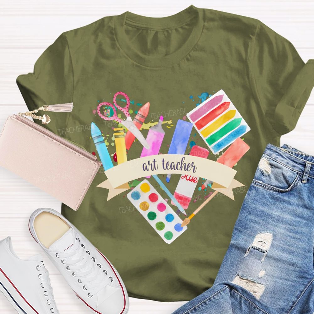 Art Teacher Coloring Palettes And Colored Pencils Teacher T-shirt