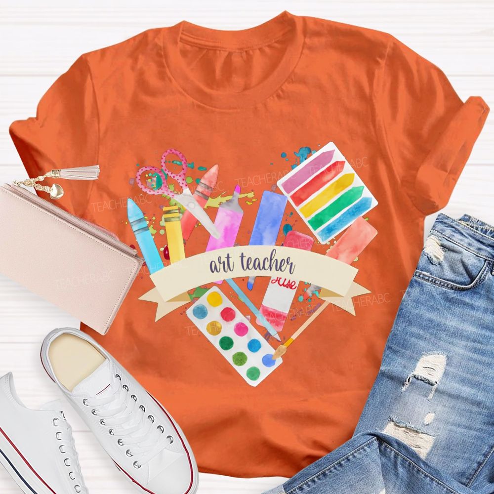 Art Teacher Coloring Palettes And Colored Pencils Teacher T-shirt