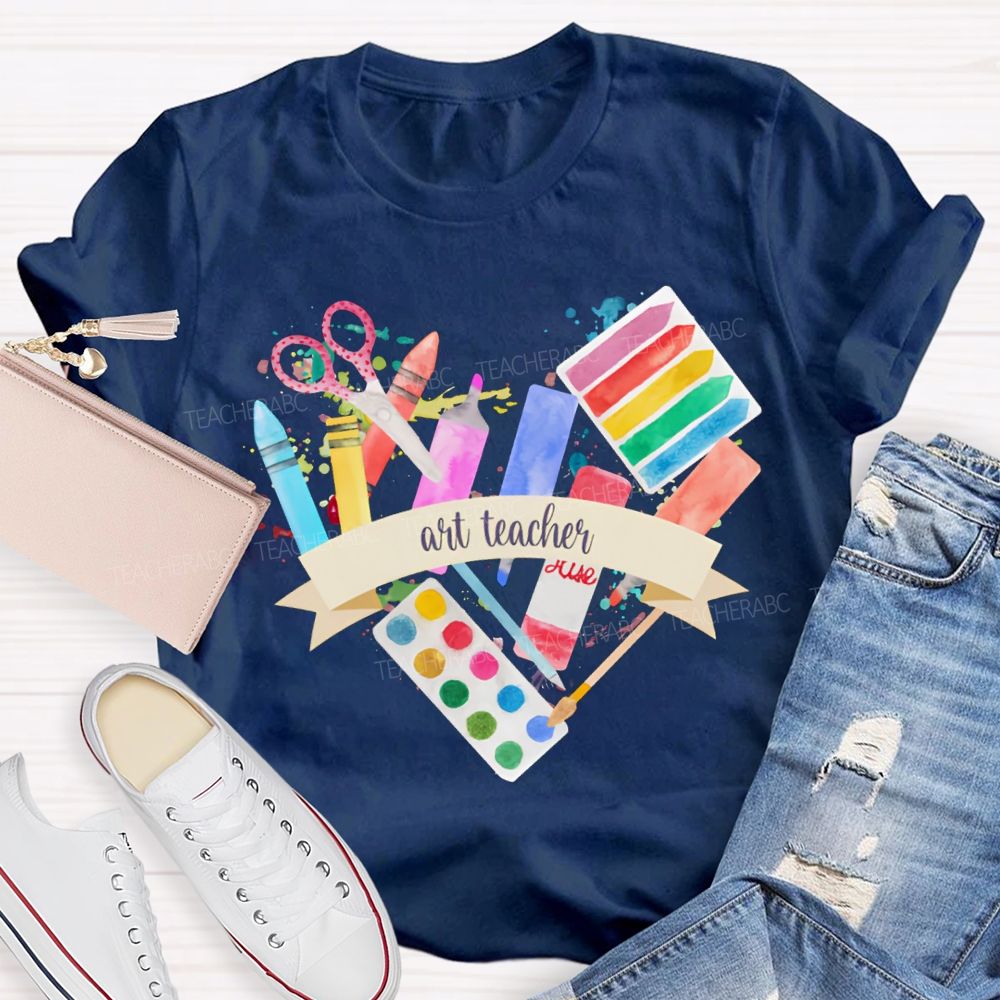 Art Teacher Coloring Palettes And Colored Pencils Teacher T-shirt