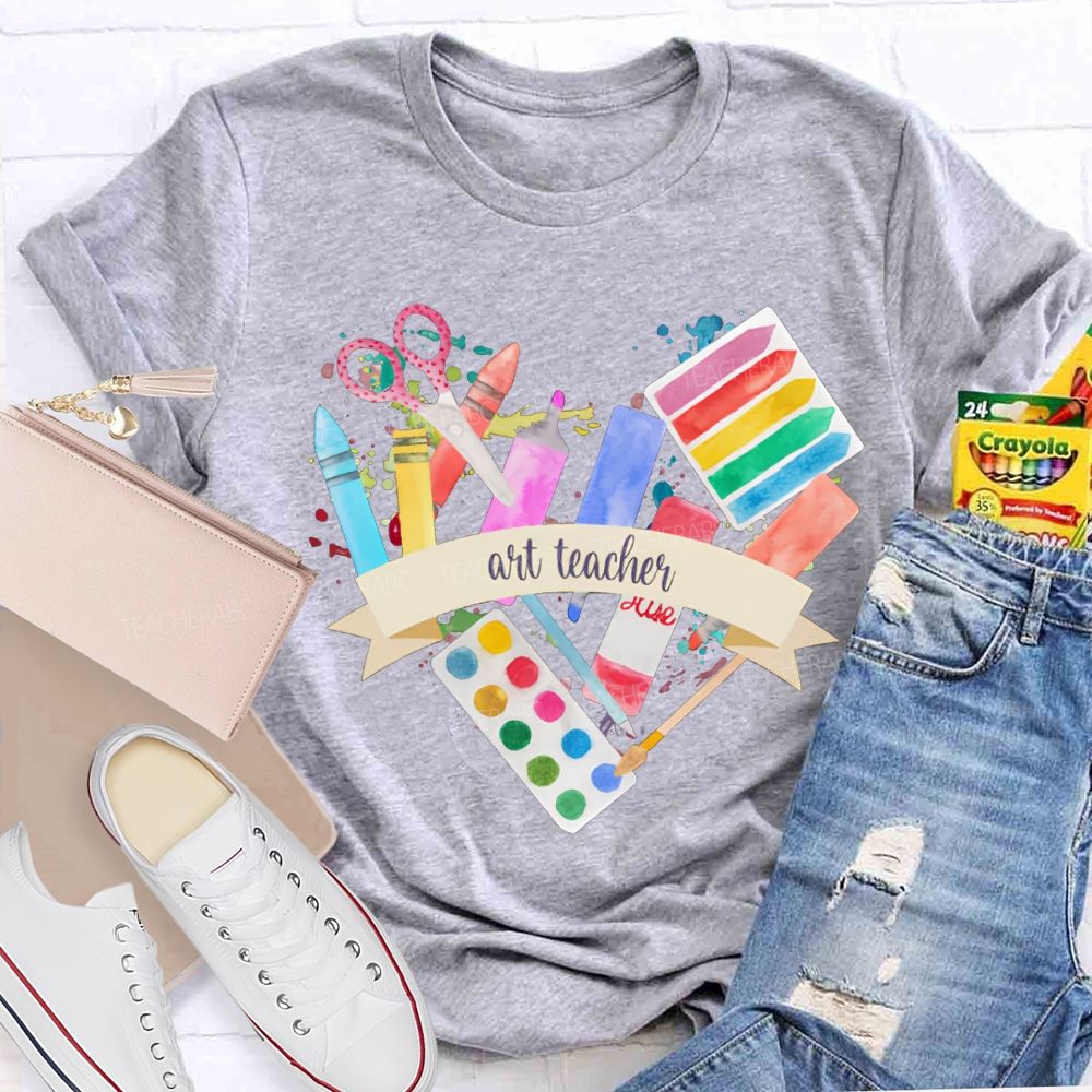 Art Teacher Coloring Palettes And Colored Pencils Teacher T-shirt