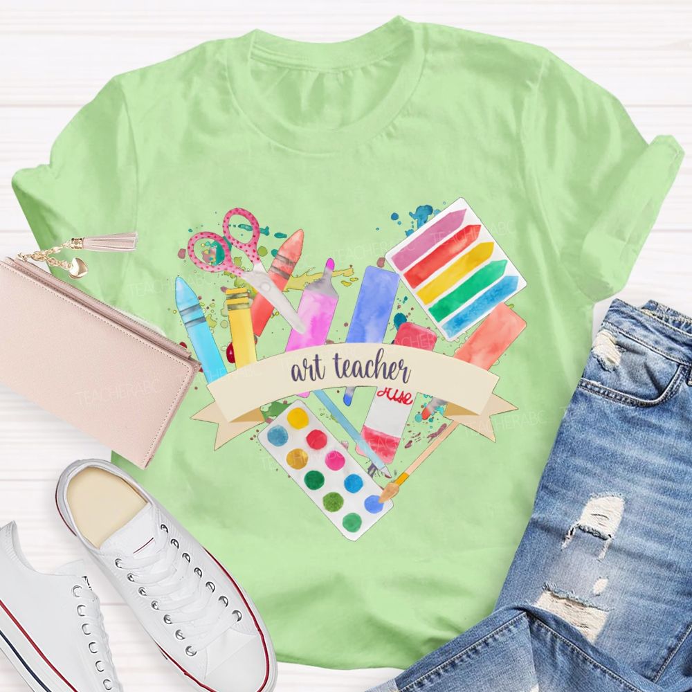 Art Teacher Coloring Palettes And Colored Pencils Teacher T-shirt