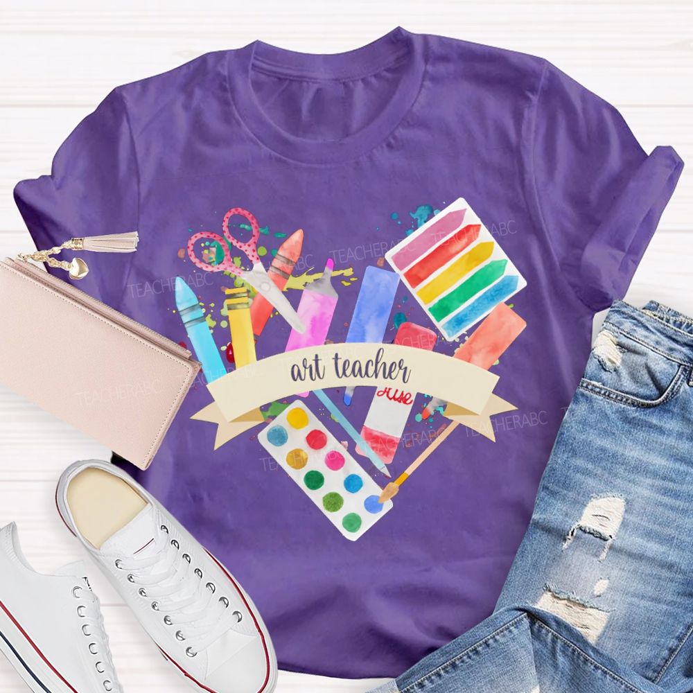Art Teacher Coloring Palettes And Colored Pencils Teacher T-shirt