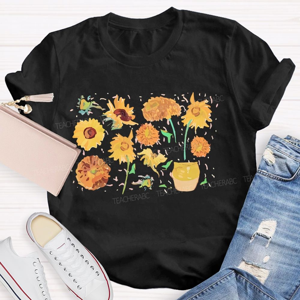 Art Sunflower Flower Teacher T-shirt