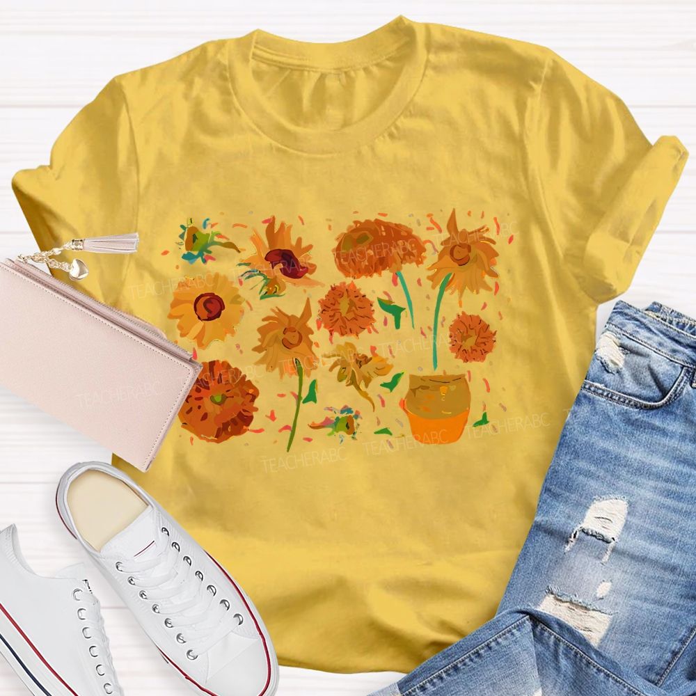 Art Sunflower Flower Teacher T-shirt