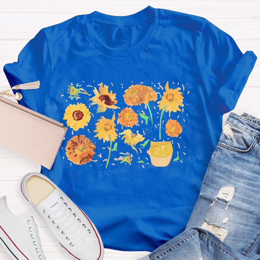 Art Sunflower Flower Teacher T-shirt