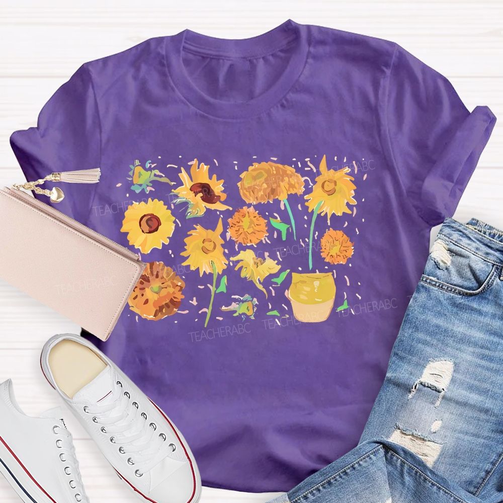 Art Sunflower Flower Teacher T-shirt