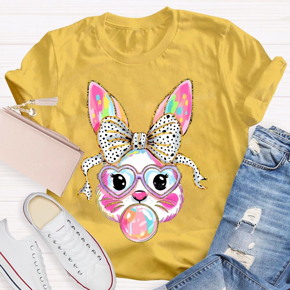 Colorful Bunny Graphic Teacher T-shirt