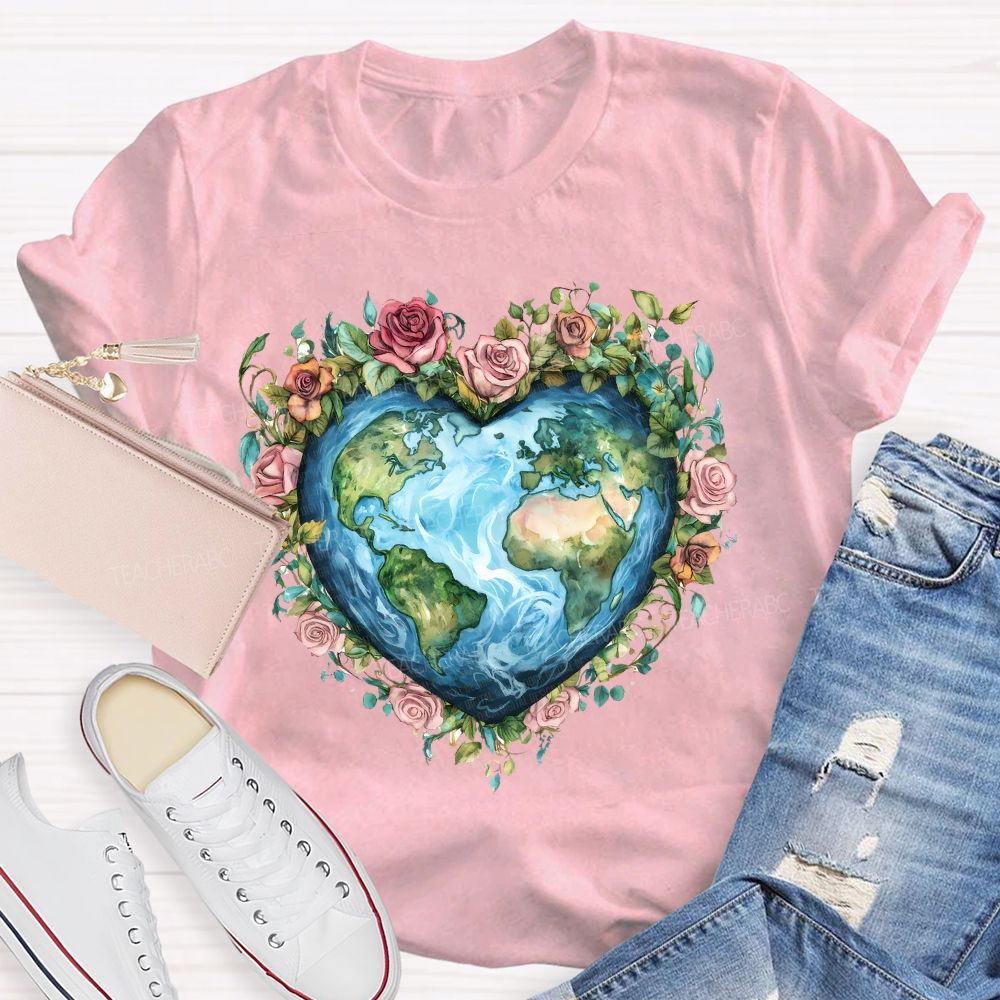 Love Earth Rose Teacher T-shirt
