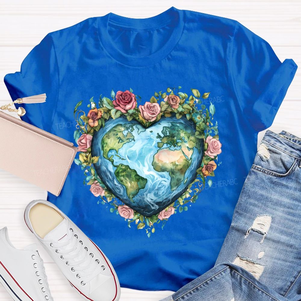 Love Earth Rose Teacher T-shirt