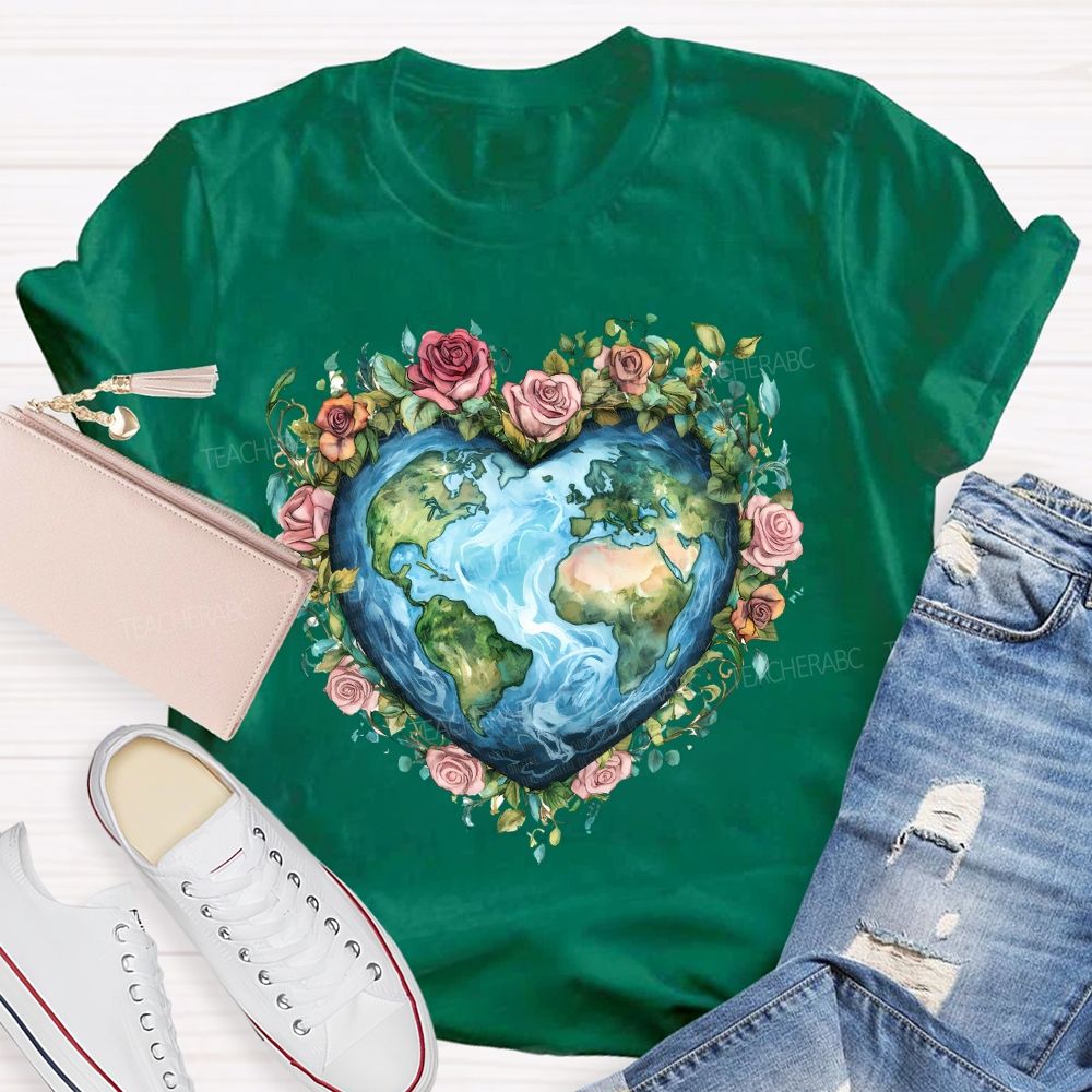 Love Earth Rose Teacher T-shirt