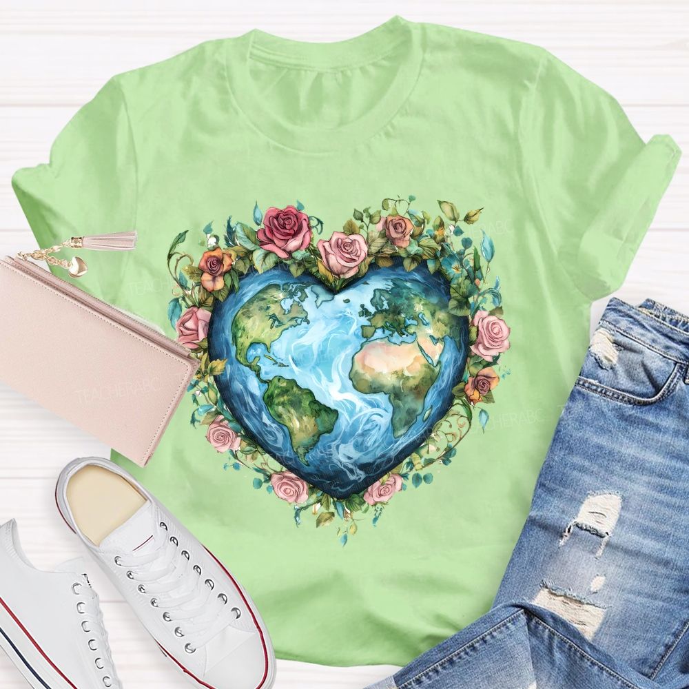 Love Earth Rose Teacher T-shirt