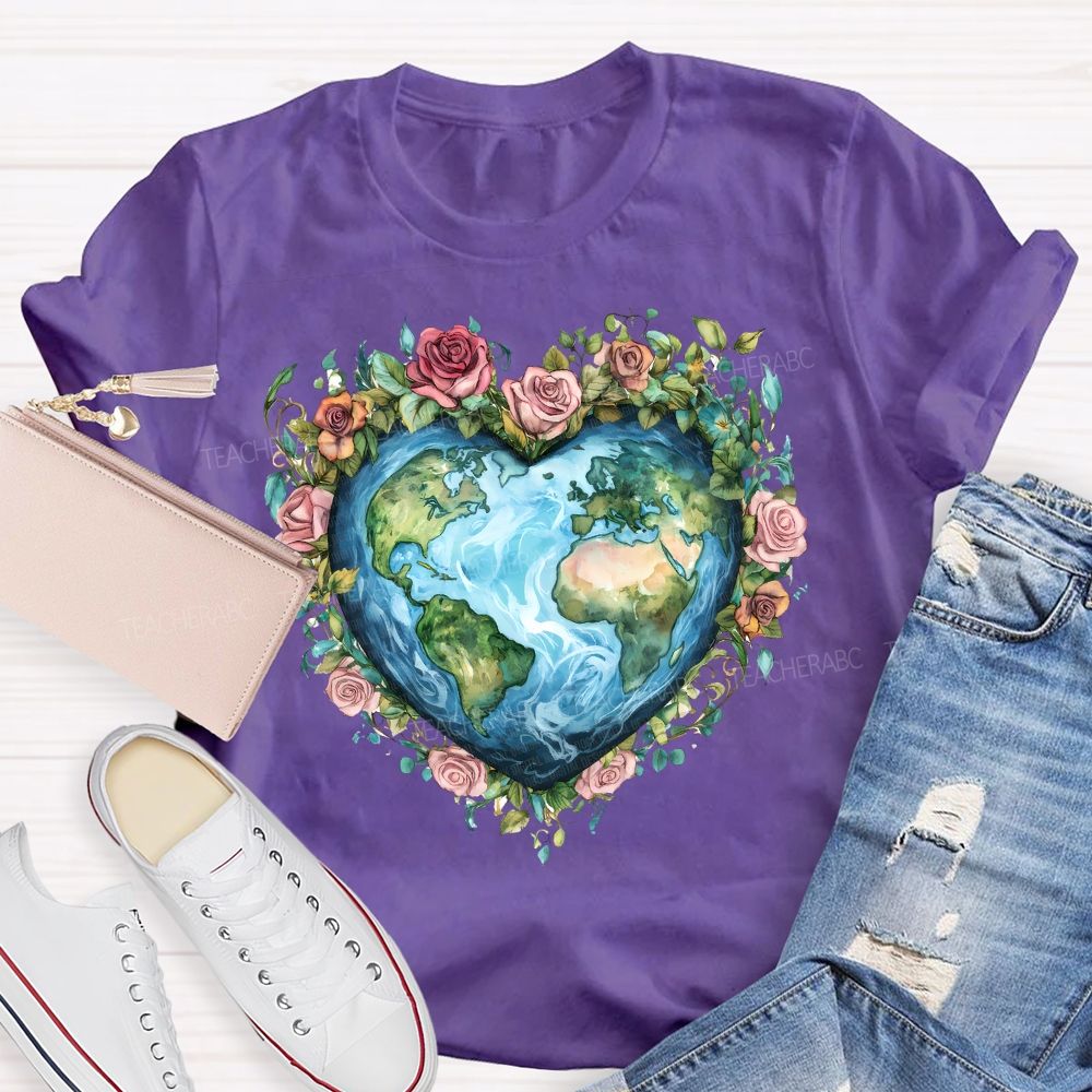 Love Earth Rose Teacher T-shirt