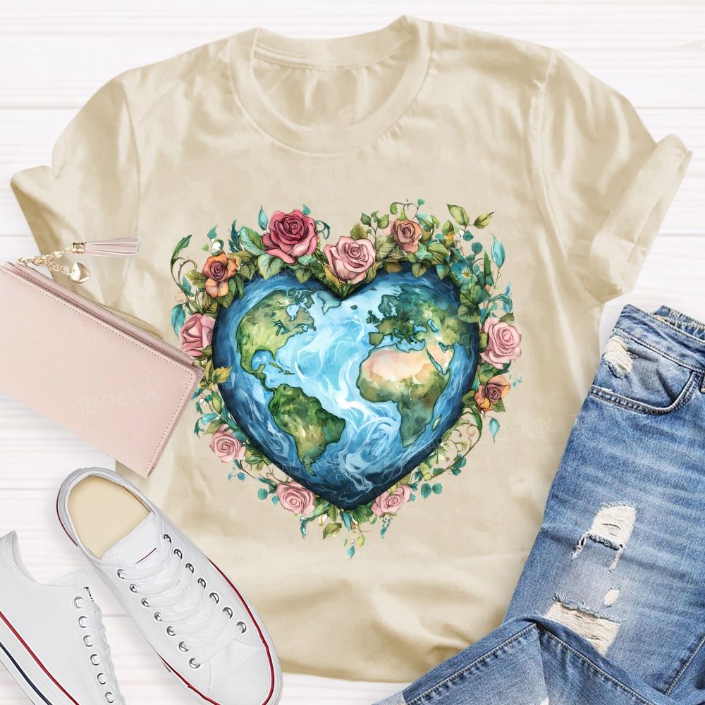 Love Earth Rose Teacher T-shirt