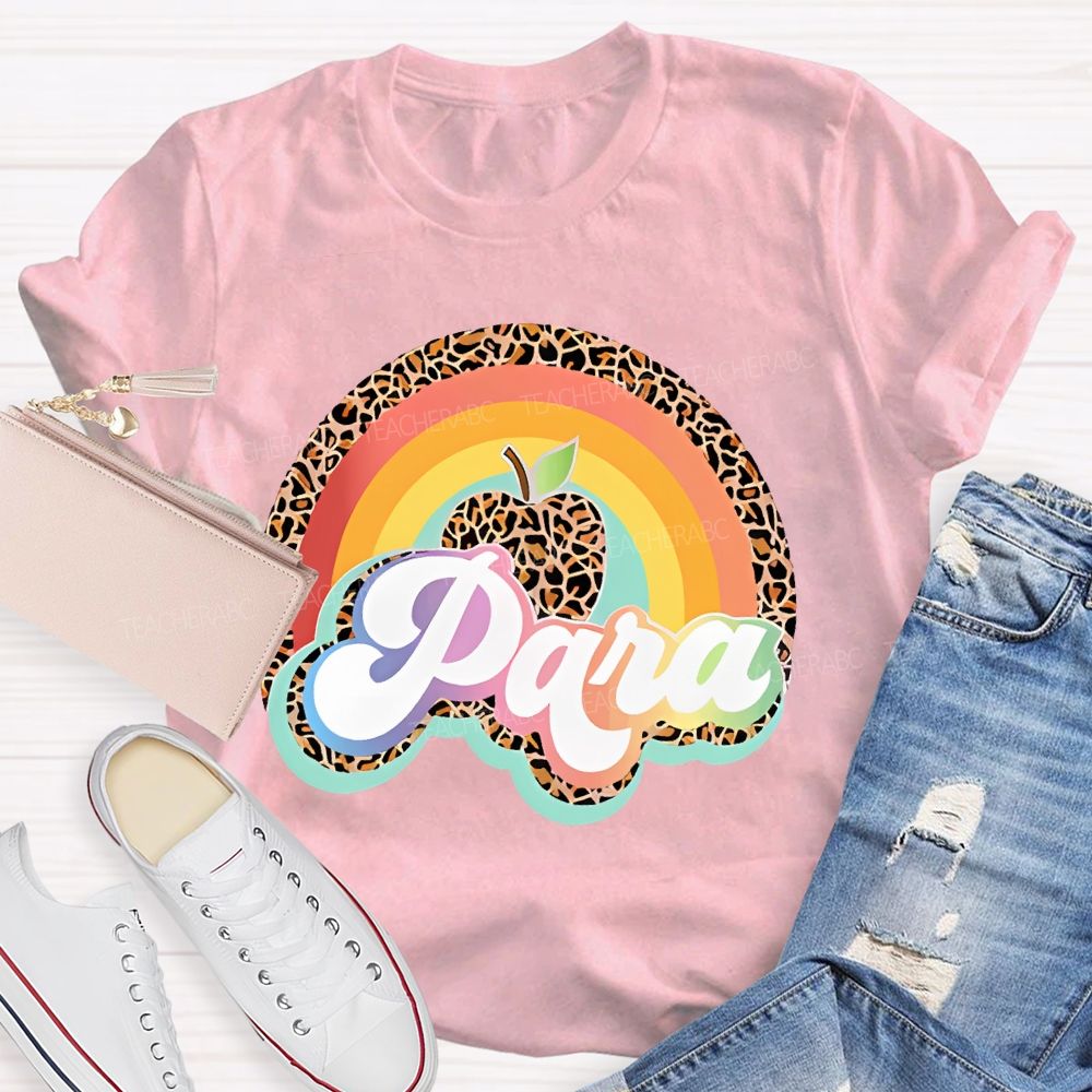 Para Leopard Print Rainbow Teacher T-shirt
