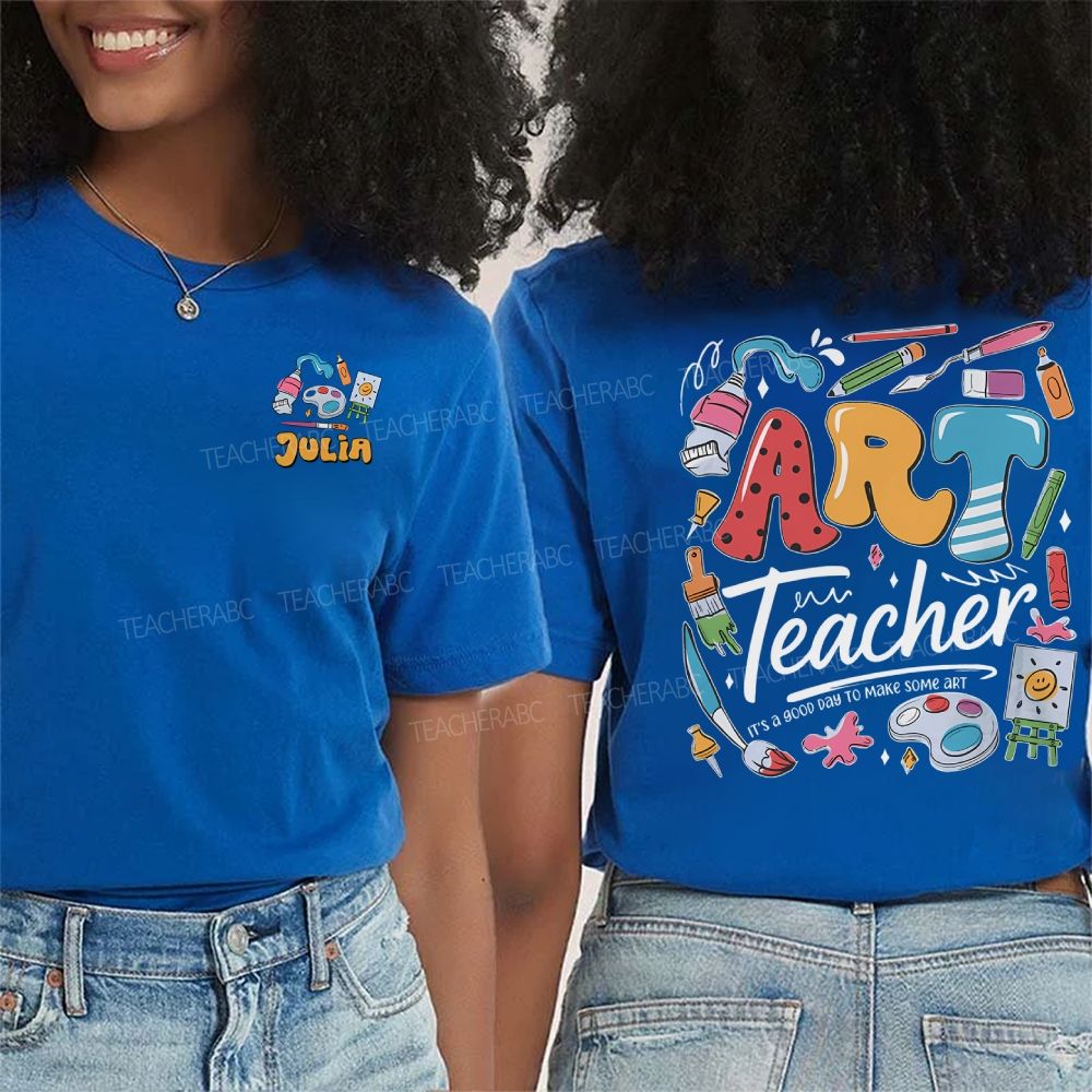 Personalized Name It's A Good Day To Make Some Art Pattern Double Printed T-shirt