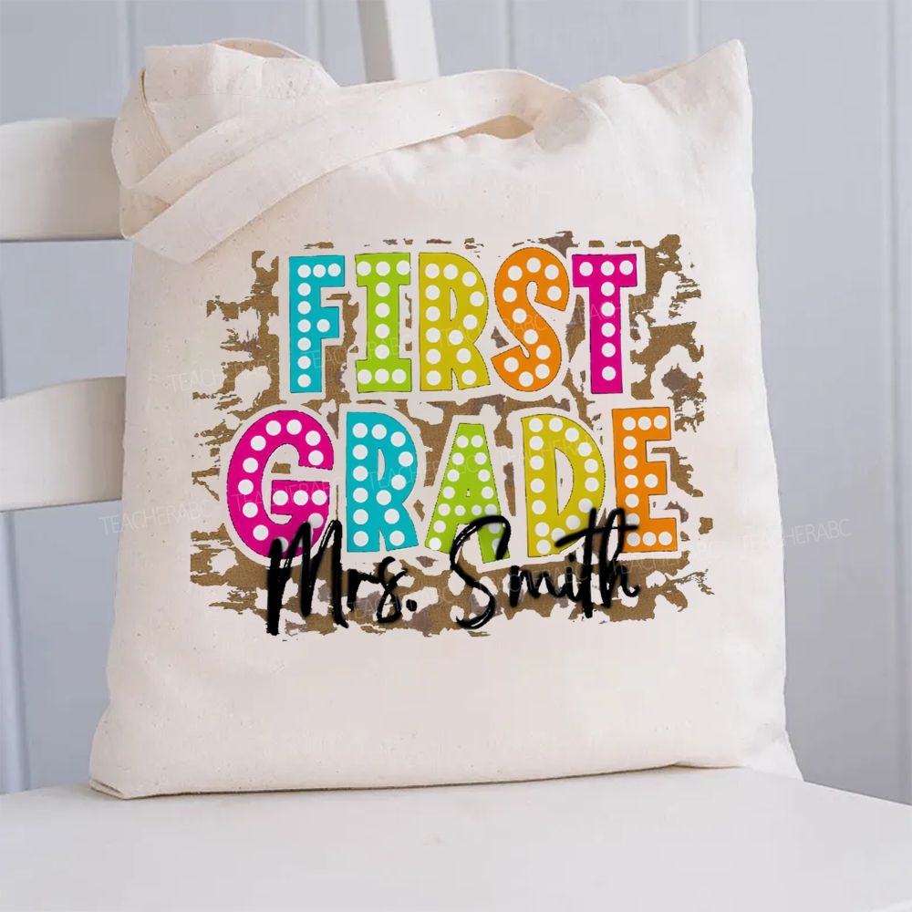 Personalized Grade And Name Shopping Tote Bag