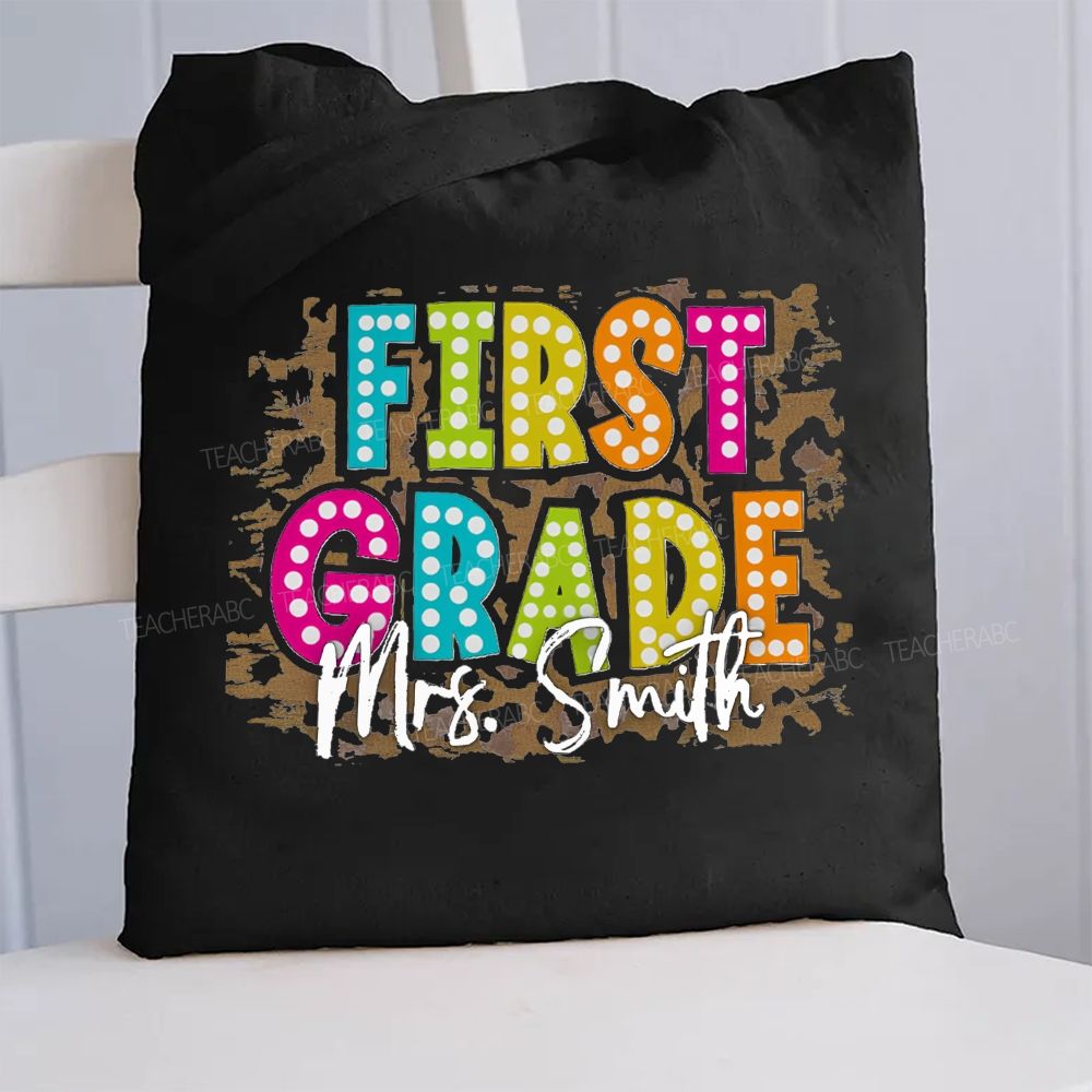 Personalized Grade And Name Shopping Tote Bag
