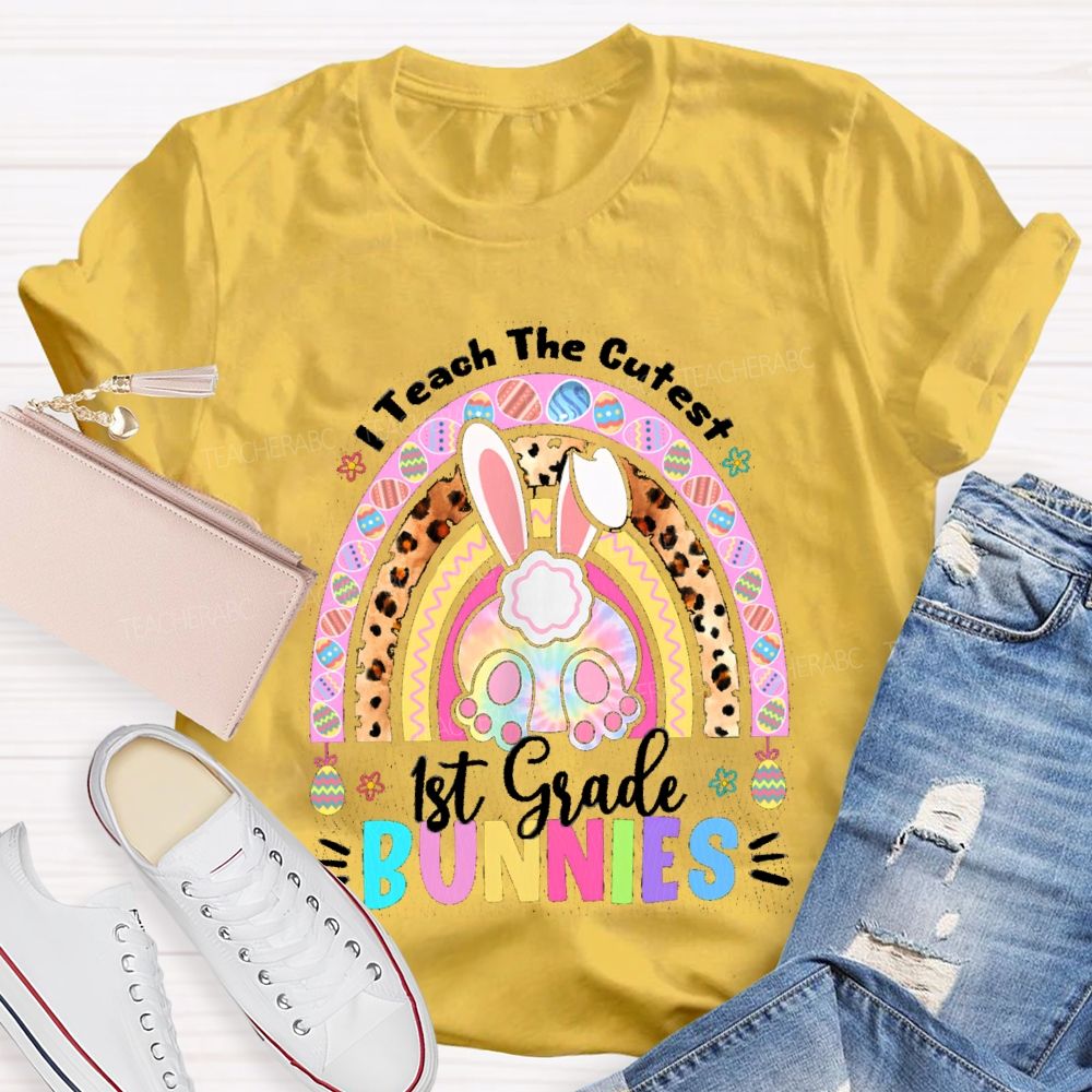 Personalized Grade I Teach The Cutest Bunnies Rainbow Teacher T-Shirt