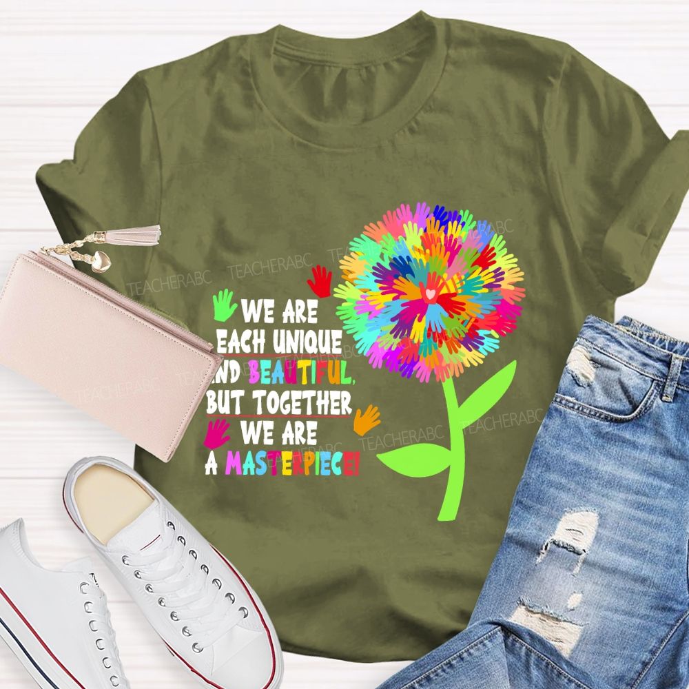 We Are Each Unique And Beautiful Colorful Dandelion Teacher T-shirt