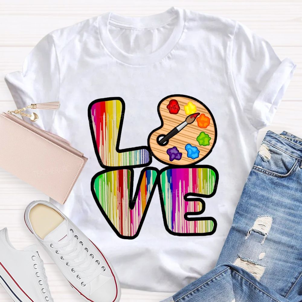 Love Art Gradient Letter Palette Teacher T-Shirt