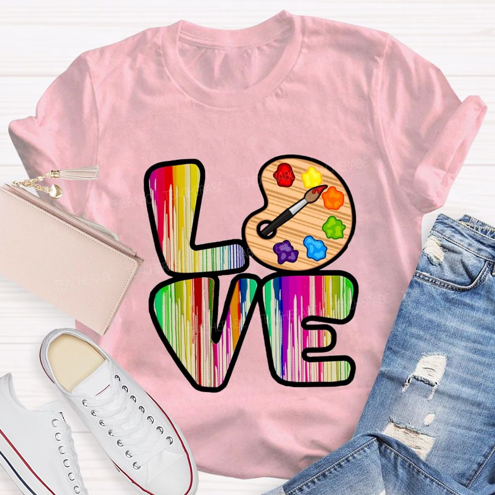 Love Art Gradient Letter Palette Teacher T-Shirt