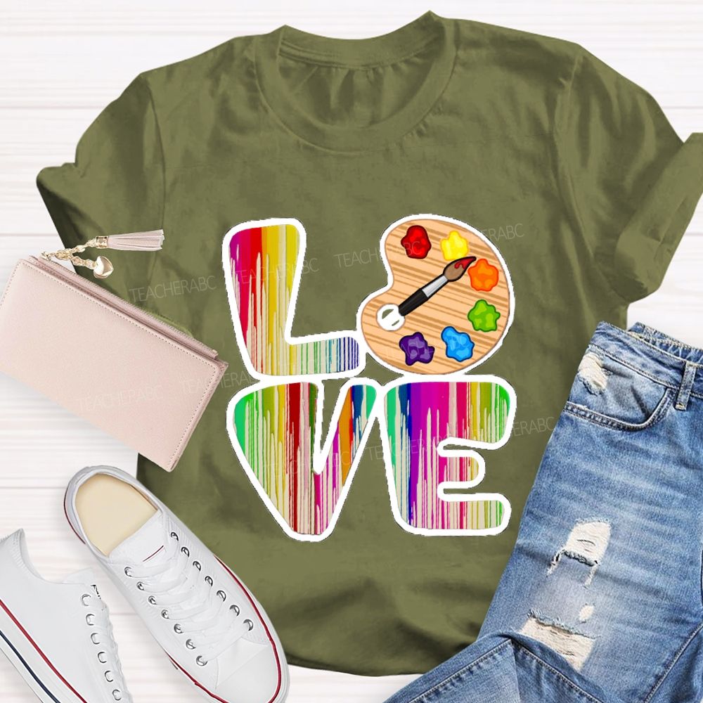 Love Art Gradient Letter Palette Teacher T-Shirt