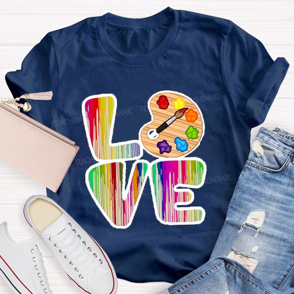 Love Art Gradient Letter Palette Teacher T-Shirt