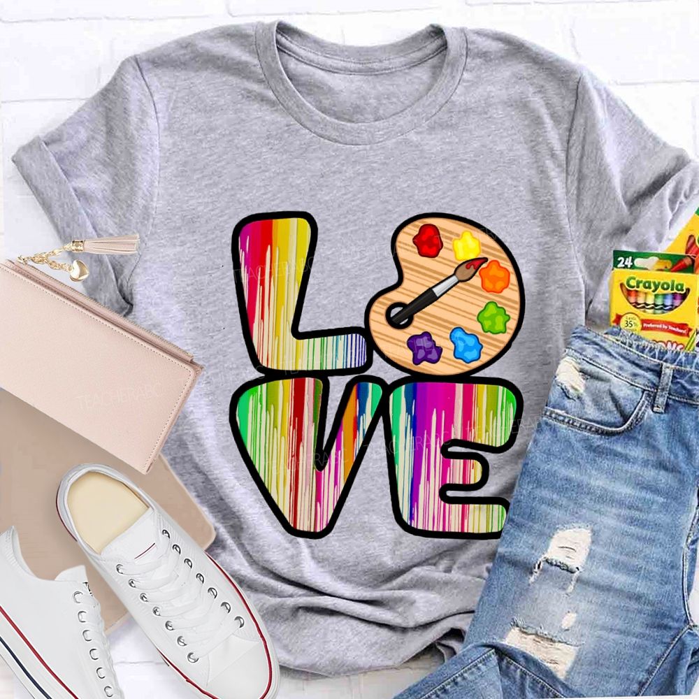 Love Art Gradient Letter Palette Teacher T-Shirt