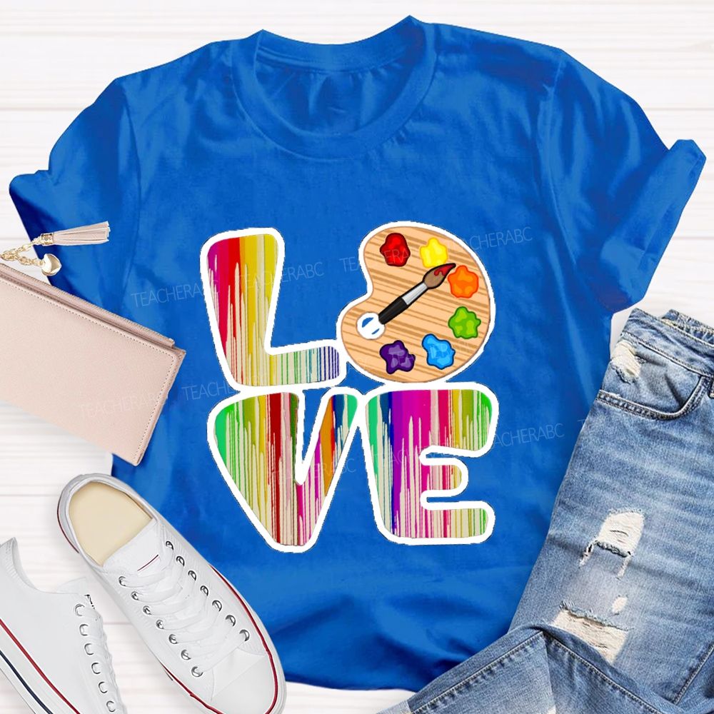 Love Art Gradient Letter Palette Teacher T-Shirt