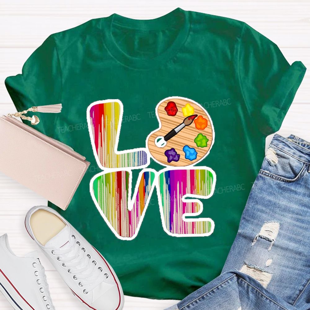 Love Art Gradient Letter Palette Teacher T-Shirt