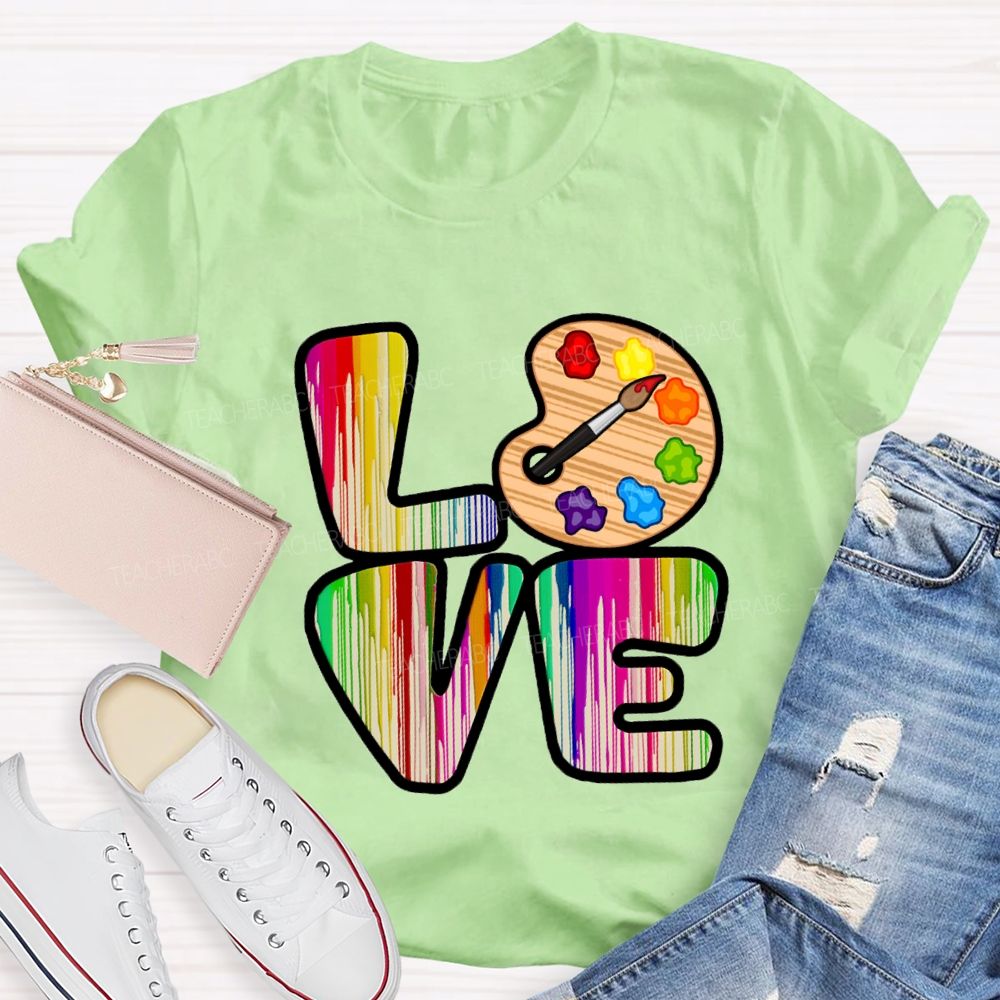 Love Art Gradient Letter Palette Teacher T-Shirt