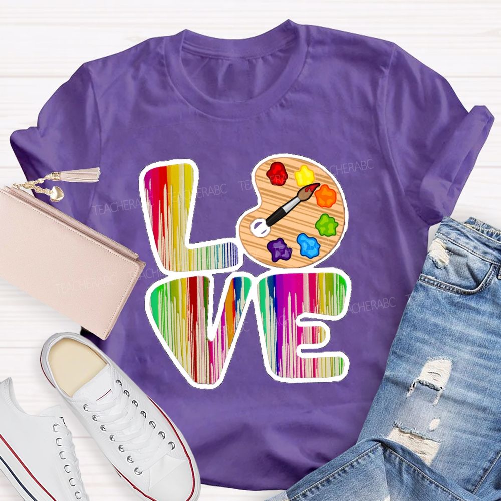 Love Art Gradient Letter Palette Teacher T-Shirt