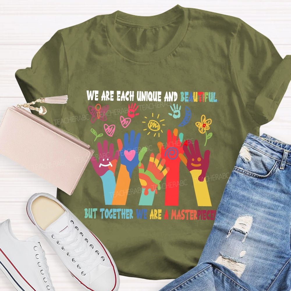 We Are Each Unique Colorful Hands Teacher T-shirt
