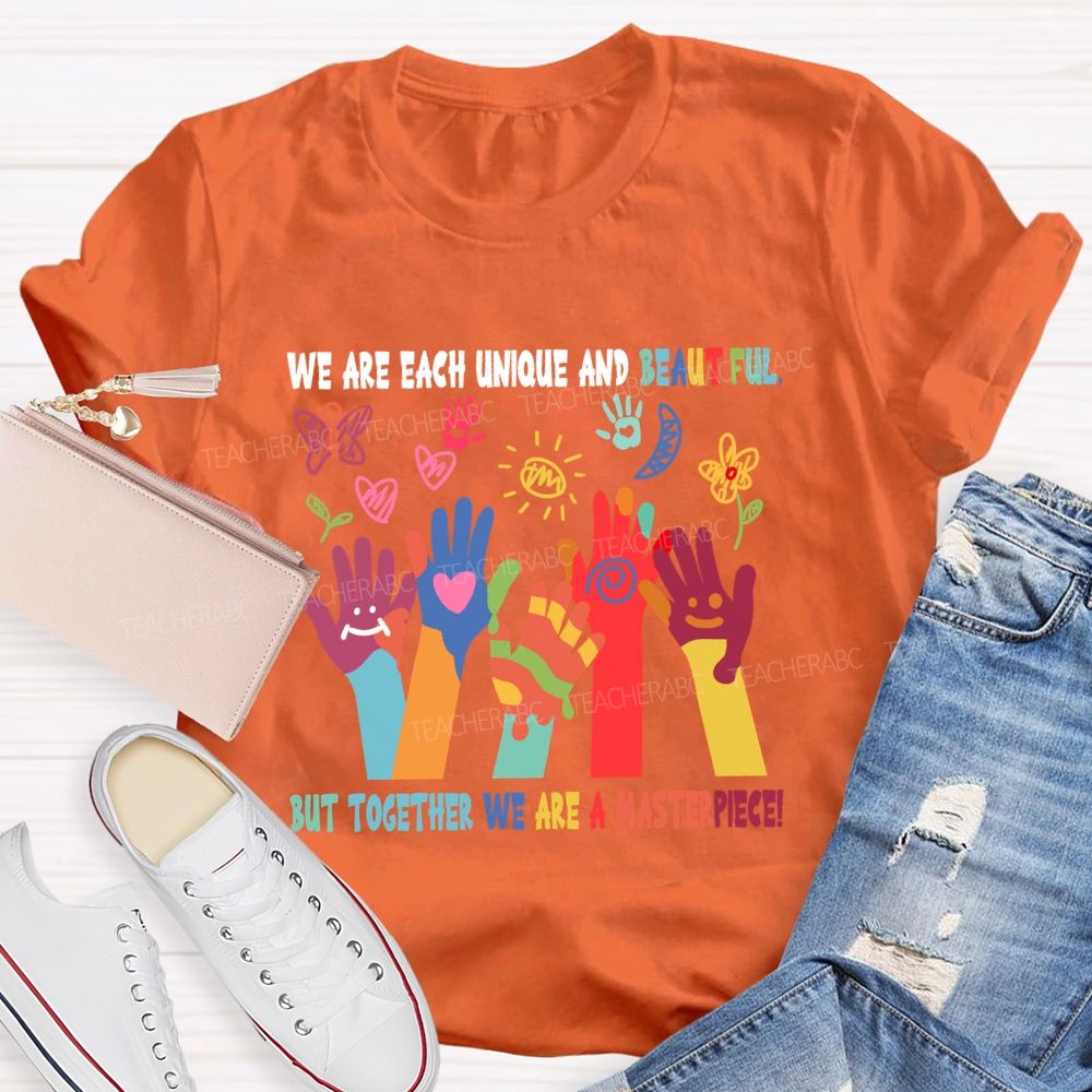 We Are Each Unique Colorful Hands Teacher T-shirt
