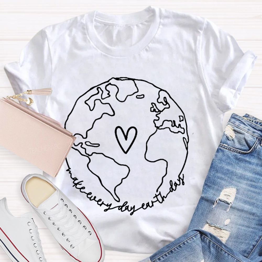 Make Every Day Earth Day Pattern Teacher T-shirt