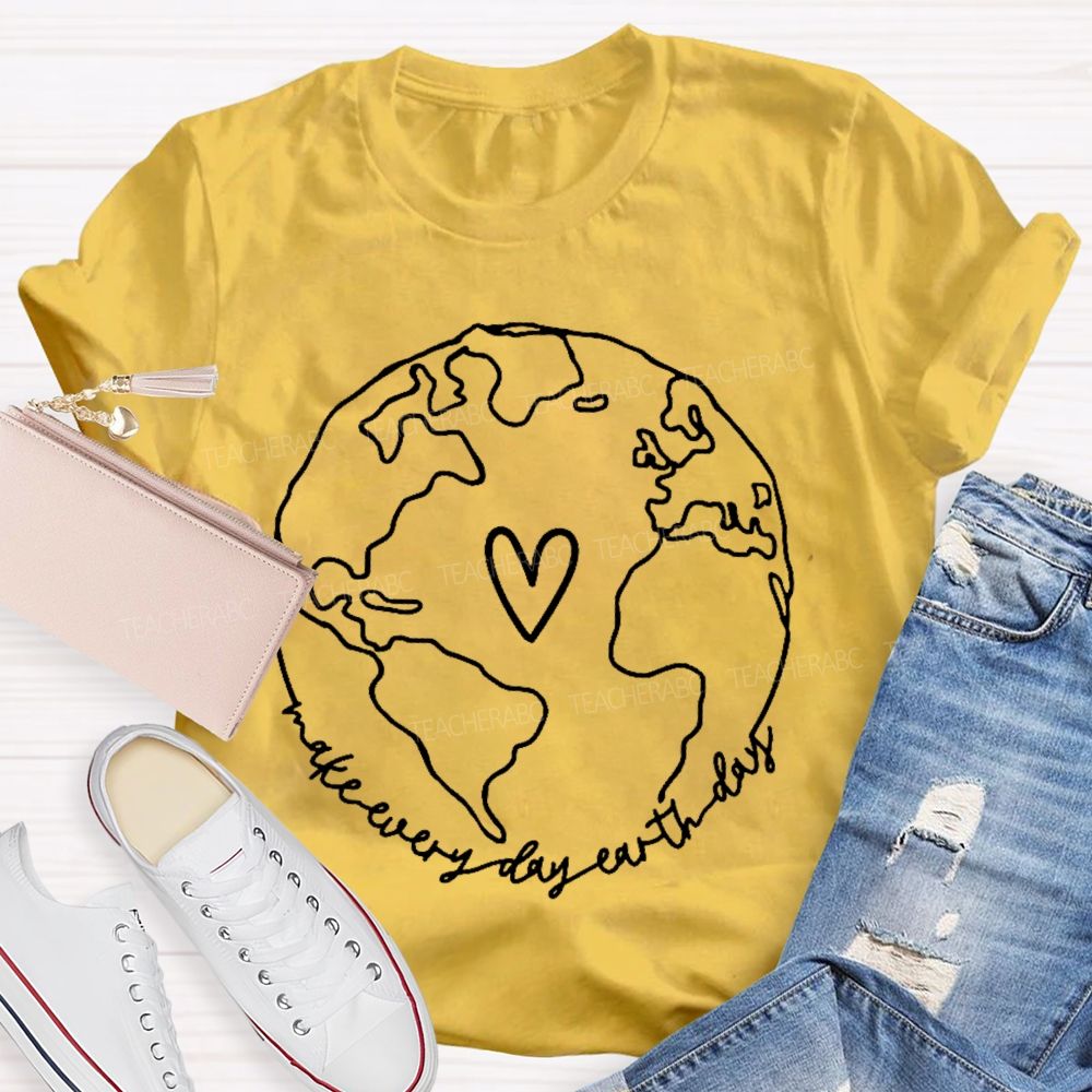 Make Every Day Earth Day Pattern Teacher T-shirt