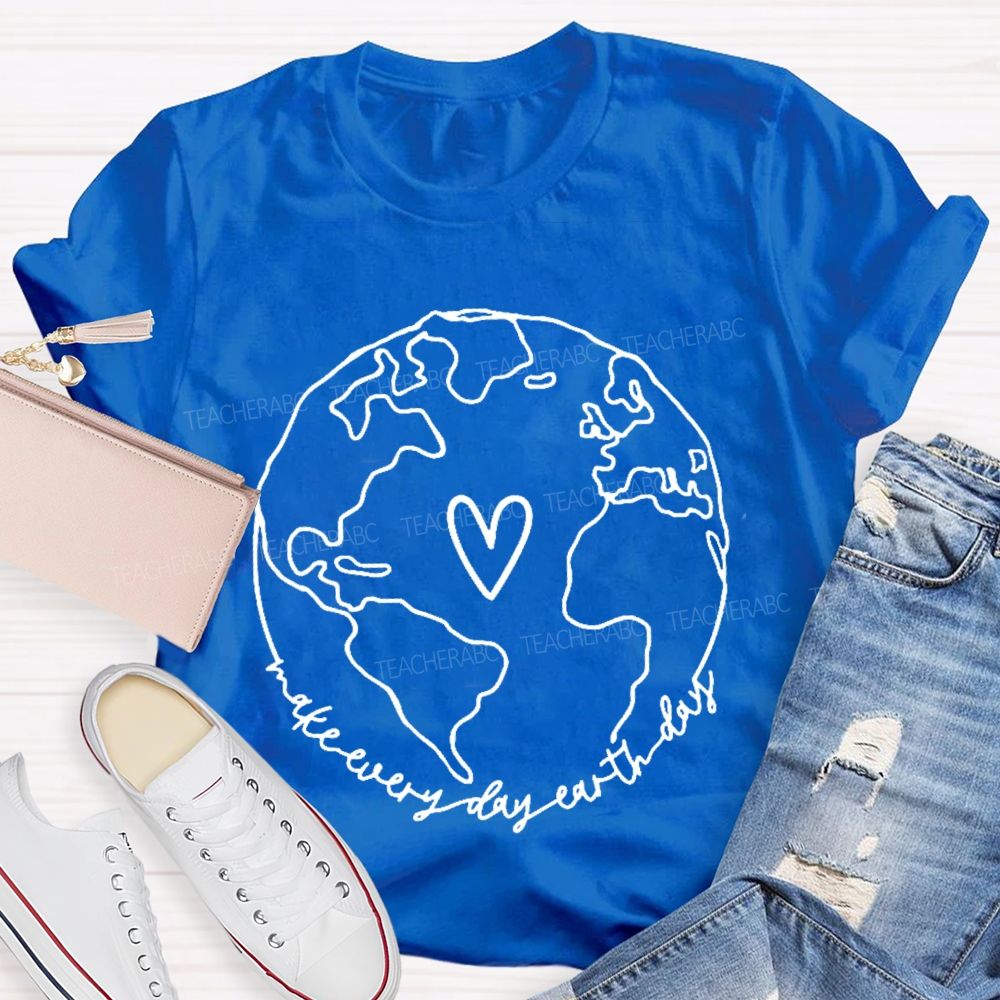 Make Every Day Earth Day Pattern Teacher T-shirt