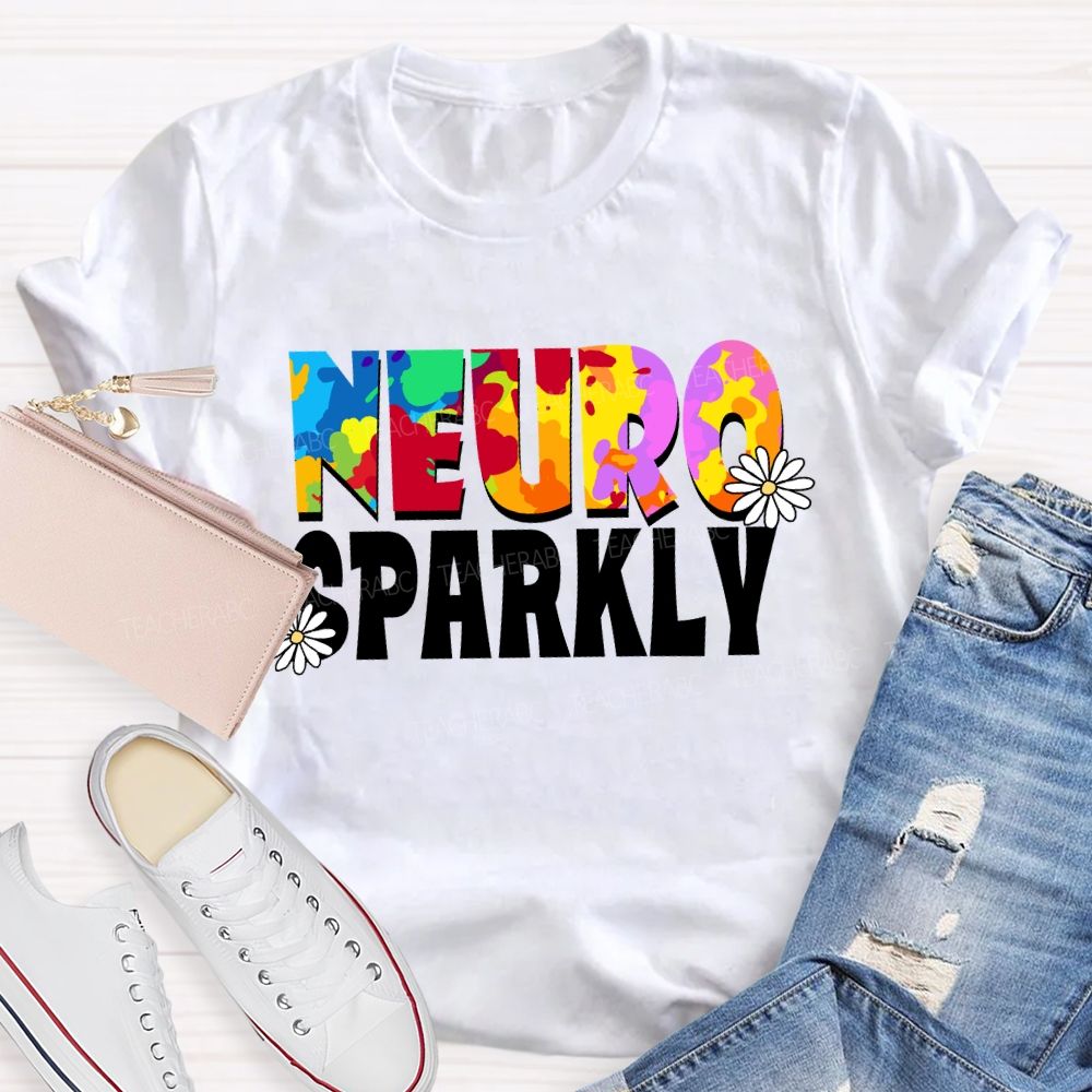 Neuro Sparkly Color Gradient Text Teacher T-shirt