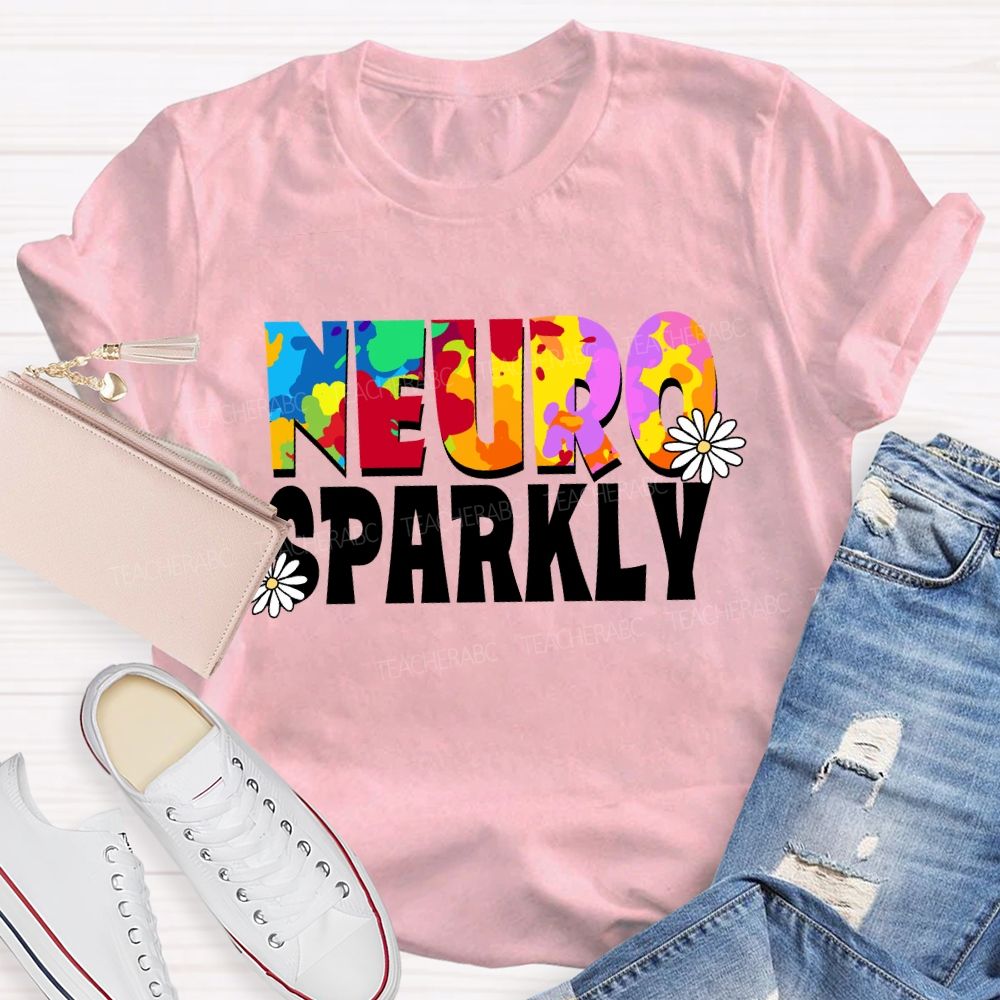 Neuro Sparkly Color Gradient Text Teacher T-shirt