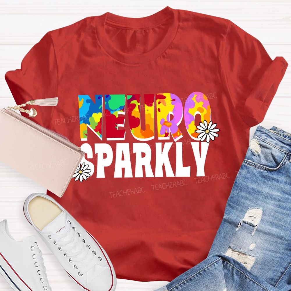 Neuro Sparkly Color Gradient Text Teacher T-shirt