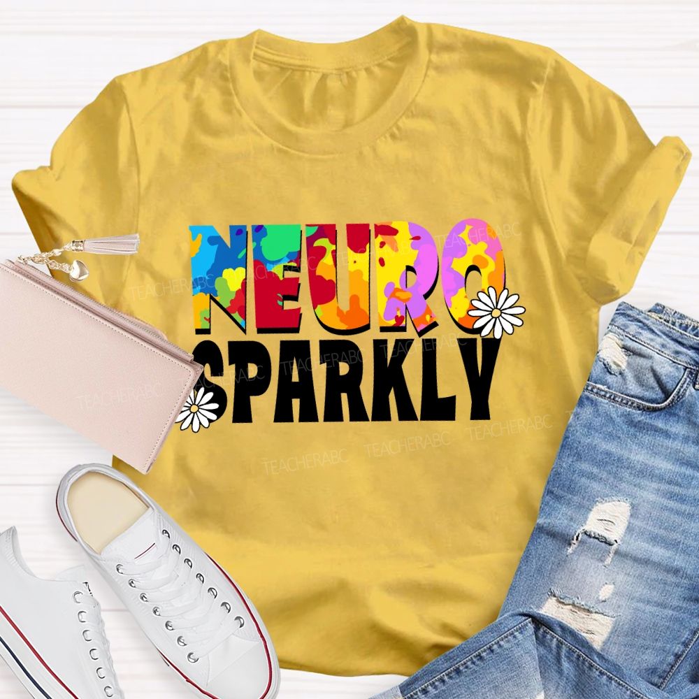 Neuro Sparkly Color Gradient Text Teacher T-shirt