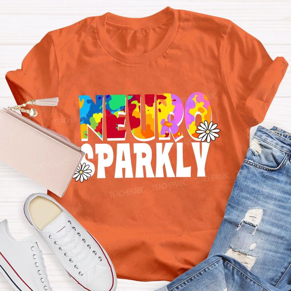 Neuro Sparkly Color Gradient Text Teacher T-shirt