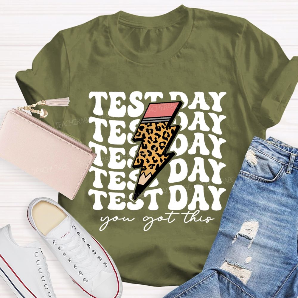 Test Day You Got This Lightning Print Teacher T-shirt