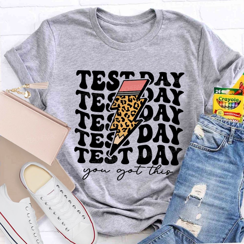 Test Day You Got This Lightning Print Teacher T-shirt